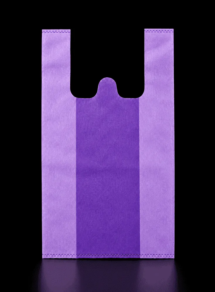 Purple W-Cut non-woven carry bag with custom logo printing by Vaibhav Enterprise