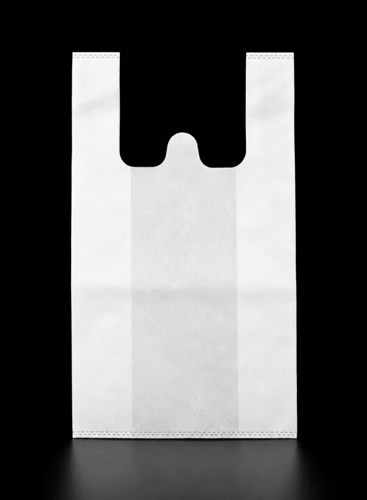 White W-Cut non-woven carry bag with custom logo printing by Vaibhav Enterprise