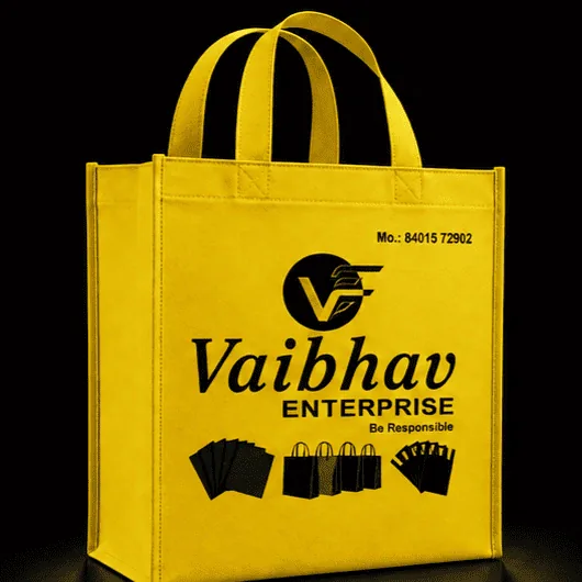 Yellow Box non-woven carry bag with custom logo printing by Vaibhav Enterprise